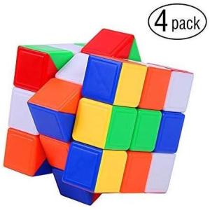 Ohuhu Speed Cube, Smart Cube 3x3x3, Stickerless Magic Cube Puzzle Toys for Kids and Adults, 4 Pack