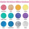 Ohuhu Glitter Markers Pen: 12 Glitter Colors Metallic Shimmer Marker Fine Tip Water-based Ink for Adults DIY Crafts Greeting Birthday Cards Making Mugs Wood Medium Tip 3.0mm