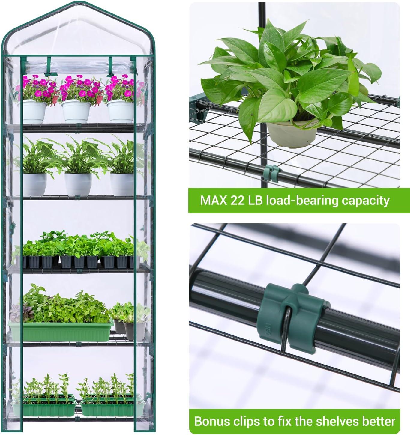 image:imageIndoor Greenhouse with Grow Light Ohuhu 4Tier Mini Green House for Winter Full Spectrum Greenhouses for Seed Starting Small Portable Green Houses Waterproof PVC Cover amp Adjustable ShelvesPVC