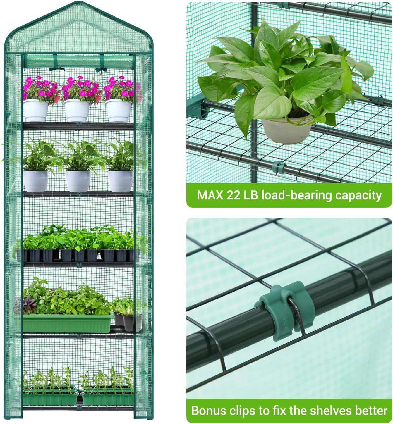 image:imageIndoor Greenhouse with Grow Light Ohuhu 4Tier Mini Green House for Winter Full Spectrum Greenhouses for Seed Starting Small Portable Green Houses Waterproof PVC Cover amp Adjustable ShelvesPE