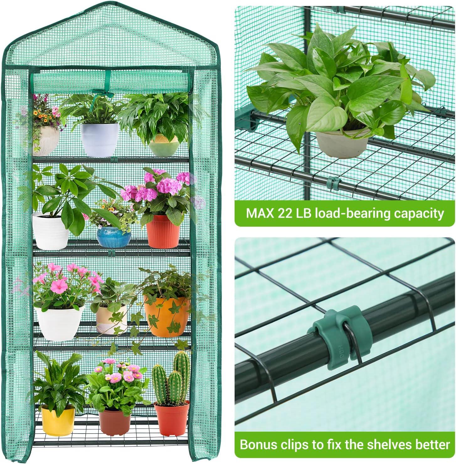 image:imageIndoor Greenhouse with Grow Light Ohuhu 4Tier Mini Green House for Winter Full Spectrum Greenhouses for Seed Starting Small Portable Green Houses Waterproof PVC Cover amp Adjustable ShelvesPE