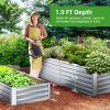 Ohuhu Metal Raised Garden Bed Outdoor 8x3x1.5 FT Reinforced Galvanized Rustproof Colored Steel Planter Boxes for Vegetables, Heavy Duty Raised Beds for Growing Flowers Herbs Succulents(Silver)