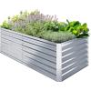 Ohuhu Metal Raised Garden Bed Outdoor 8x3x1.5 FT Reinforced Galvanized Rustproof Colored Steel Planter Boxes for Vegetables, Heavy Duty Raised Beds for Growing Flowers Herbs Succulents(Silver)