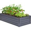 Ohuhu Metal Raised Garden Bed Outdoor 8x3x1.5 FT Reinforced Galvanized Rustproof Colored Steel Planter Boxes for Vegetables, Heavy Duty Raised Beds for Growing Flowers Herbs Succulents(Charcoal Grey)