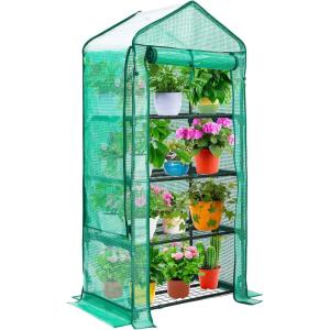 Indoor Greenhouse with Grow Light, Ohuhu 4-Tier Mini Green House for Winter – Full Spectrum Greenhouses for Seed Starting Small Portable Green Houses Waterproof PVC Cover & Adjustable Shelves(PE)