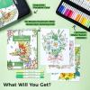 Ohuhu Adult Coloring Book 30 Patterns with 40 Colors Paper-Friendly Markers 230gsm Spiral Bound Coloring Book for Adults Relaxation Water-Based Markers for Adult Coloring Books No Bleeding – Pupe B