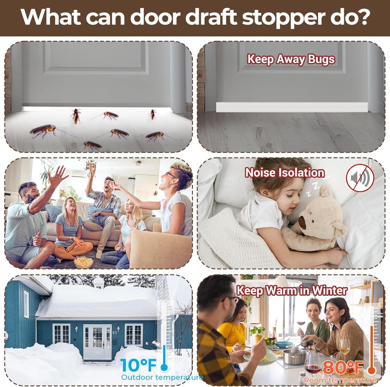 image:imageDoor Draft Stopper Weather Stripping Ohuhu 39 L x 2 W Under Door Bottom Seal Strip Sweep 1 Widened Backing Adhesive Blocker Gap Filler Flexible Noise Insulation Draft Guard Bottom of Door Garage