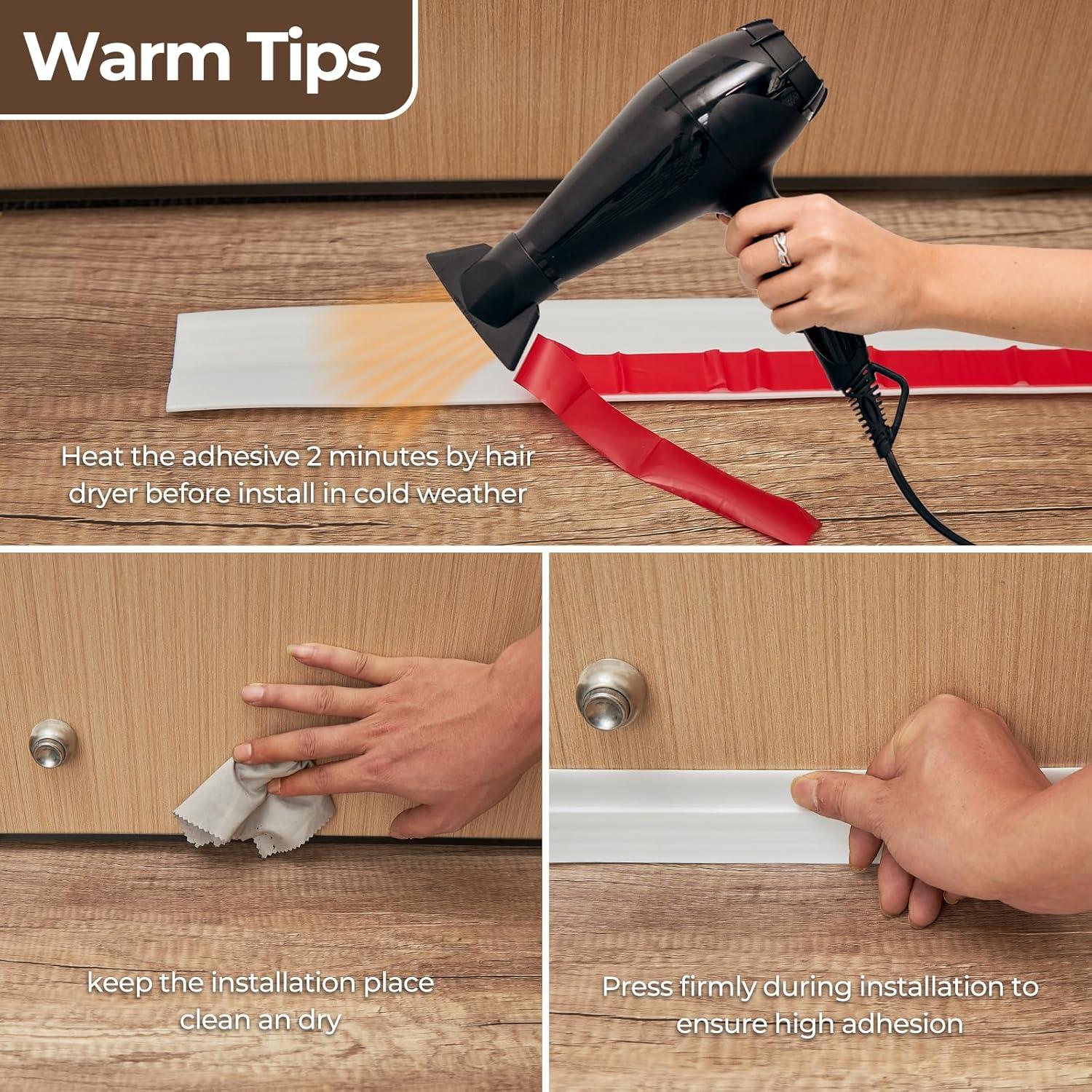 image:imageDoor Draft Stopper Weather Stripping Ohuhu 39 L x 2 W Under Door Bottom Seal Strip Sweep 1 Widened Backing Adhesive Blocker Gap Filler Flexible Noise Insulation Draft Guard Bottom of Door Garage