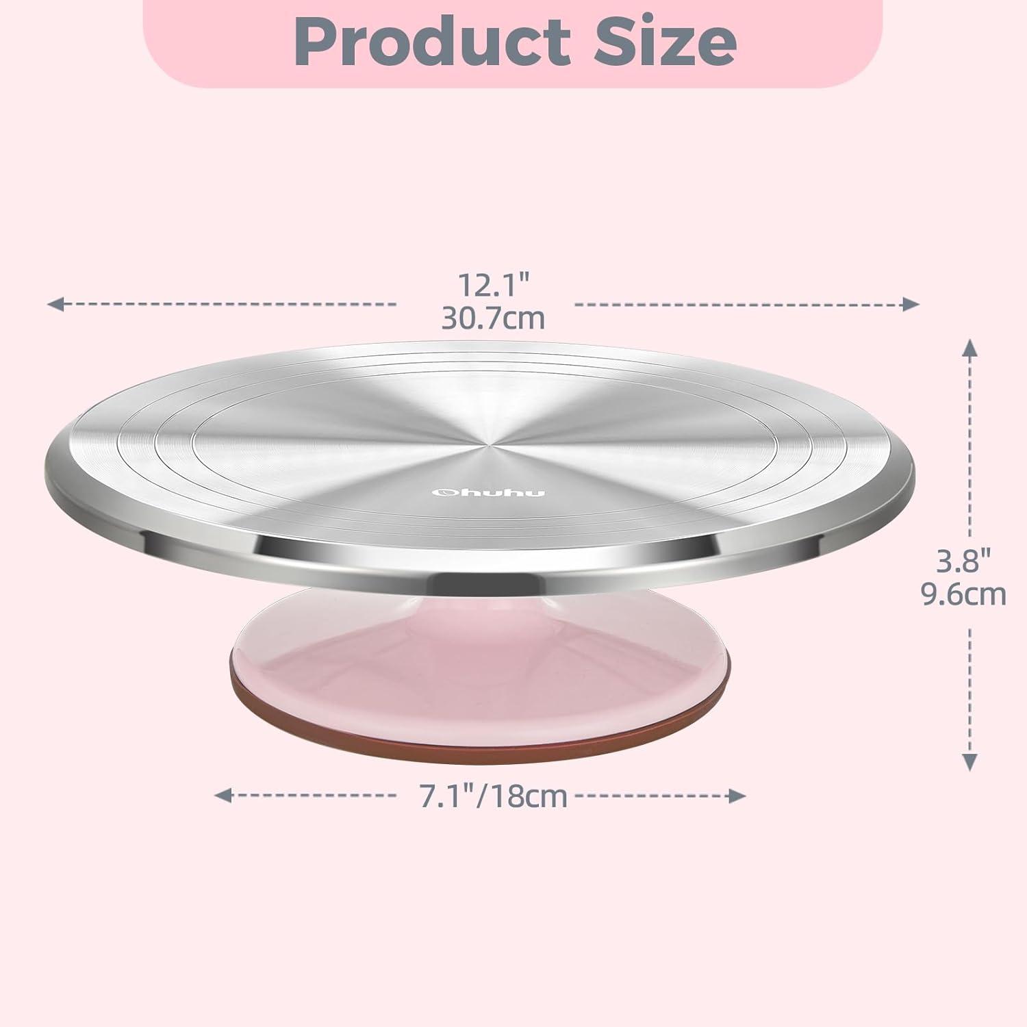 image:imageOhuhu Cake Stand Aluminium 12Cake Turntable Decorating Bakery Supplies BPAFree Frosting Spinner Rotating Revolving Lazy Susan Perfect GiftsPink