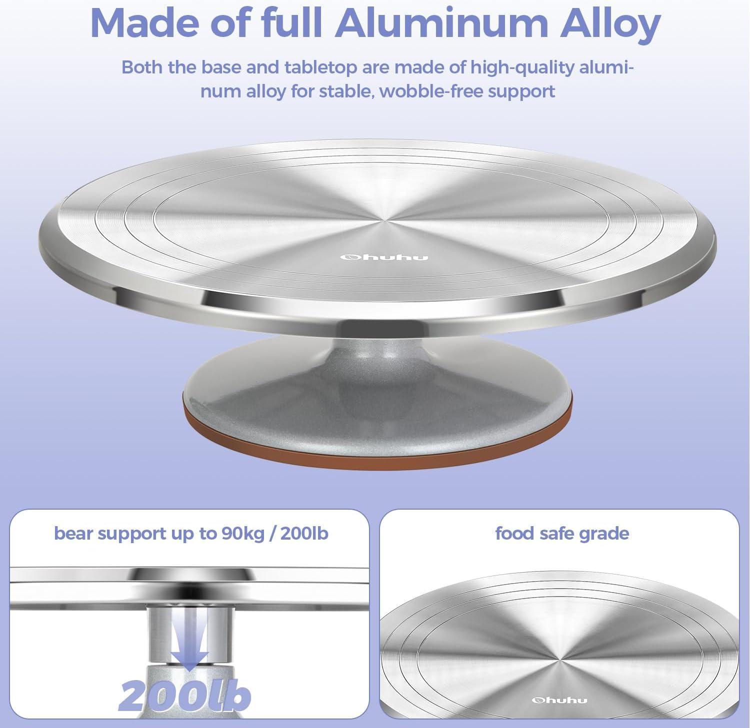 image:imageOhuhu Cake Stand Aluminium 12Cake Turntable Decorating Bakery Supplies BPAFree Frosting Spinner Rotating Revolving Lazy Susan Perfect GiftsSilver