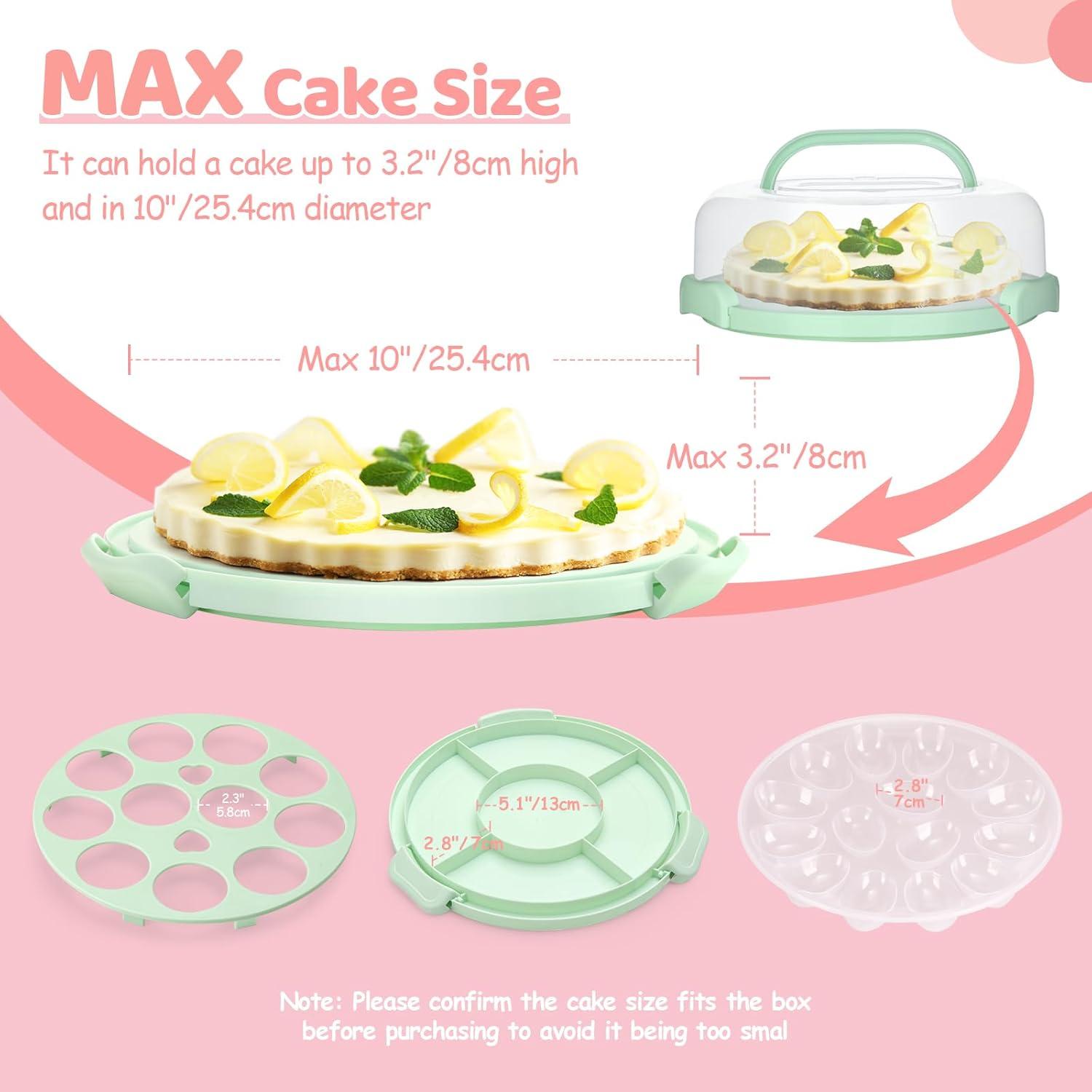 image:imageOhuhu Cheesecake Container Cake Pie Carrier BPAFree up to 10 Cake Cupcake Containers with Lid and 2 Handles 4in1 Multipurpose Cake Keeper Holder Platter for Pie Devil Eggs Perfect Gifts