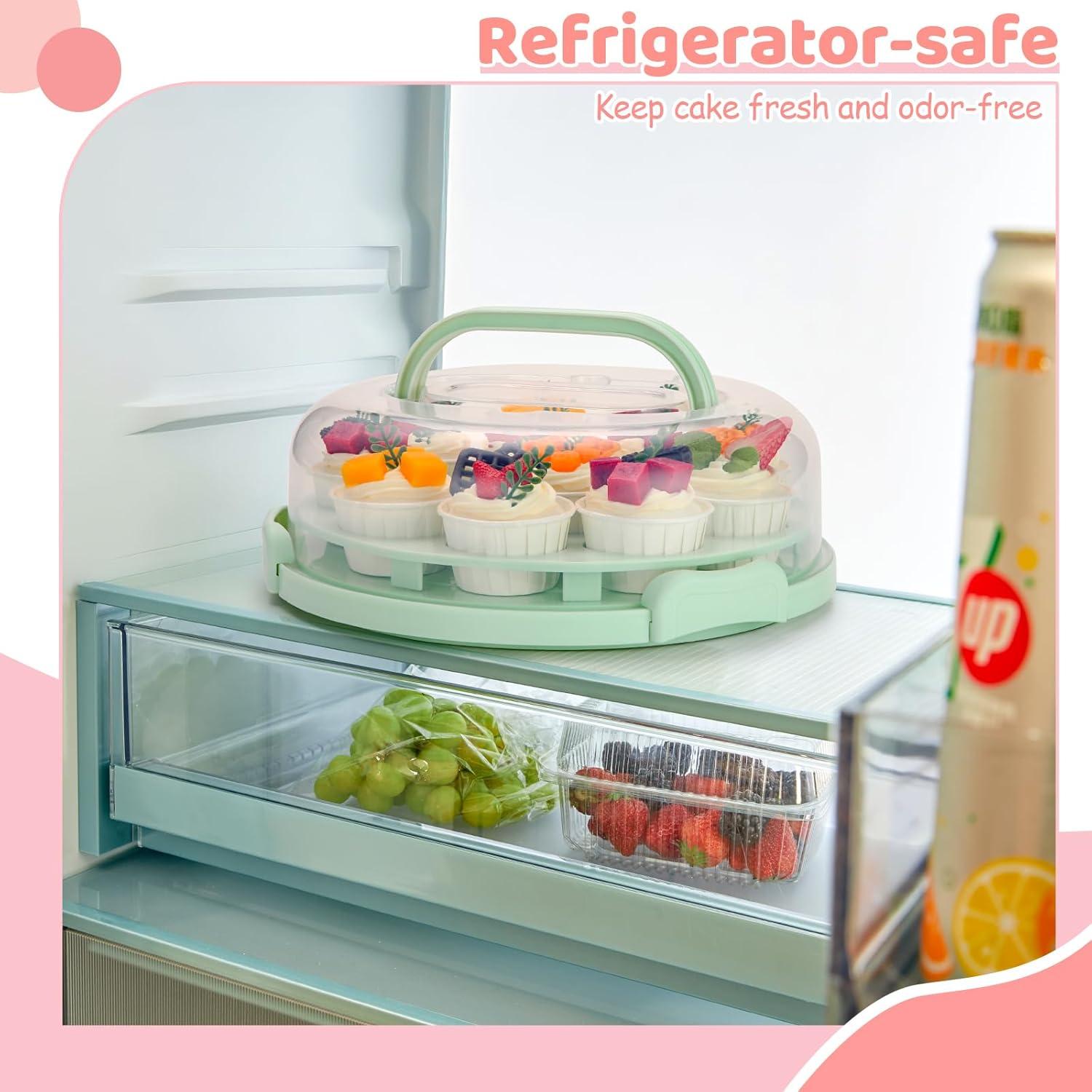 image:imageOhuhu Cheesecake Container Cake Pie Carrier BPAFree up to 10 Cake Cupcake Containers with Lid and 2 Handles 4in1 Multipurpose Cake Keeper Holder Platter for Pie Devil Eggs Perfect Gifts