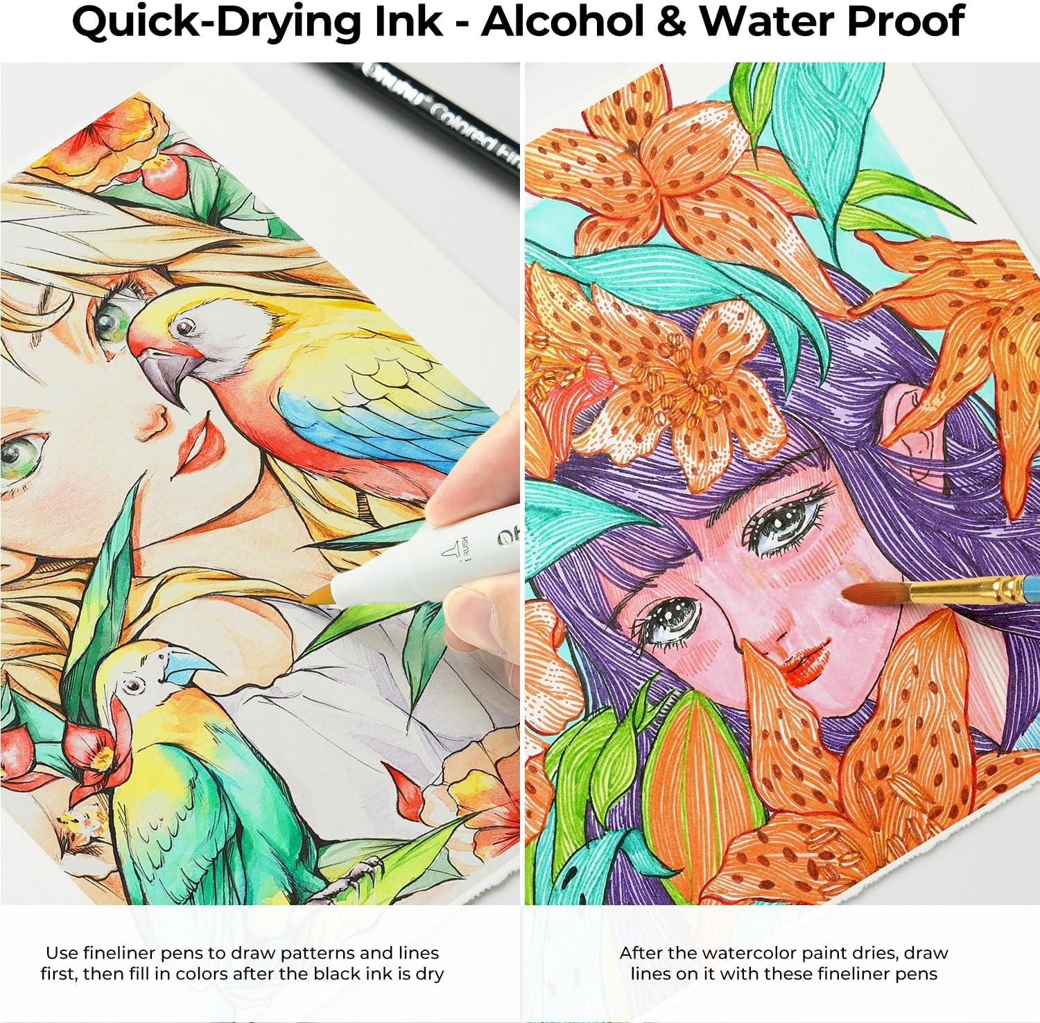 image:imageOhuhu Colored Fineliner Pens 18 Pack Art Sketchbook for Drawing