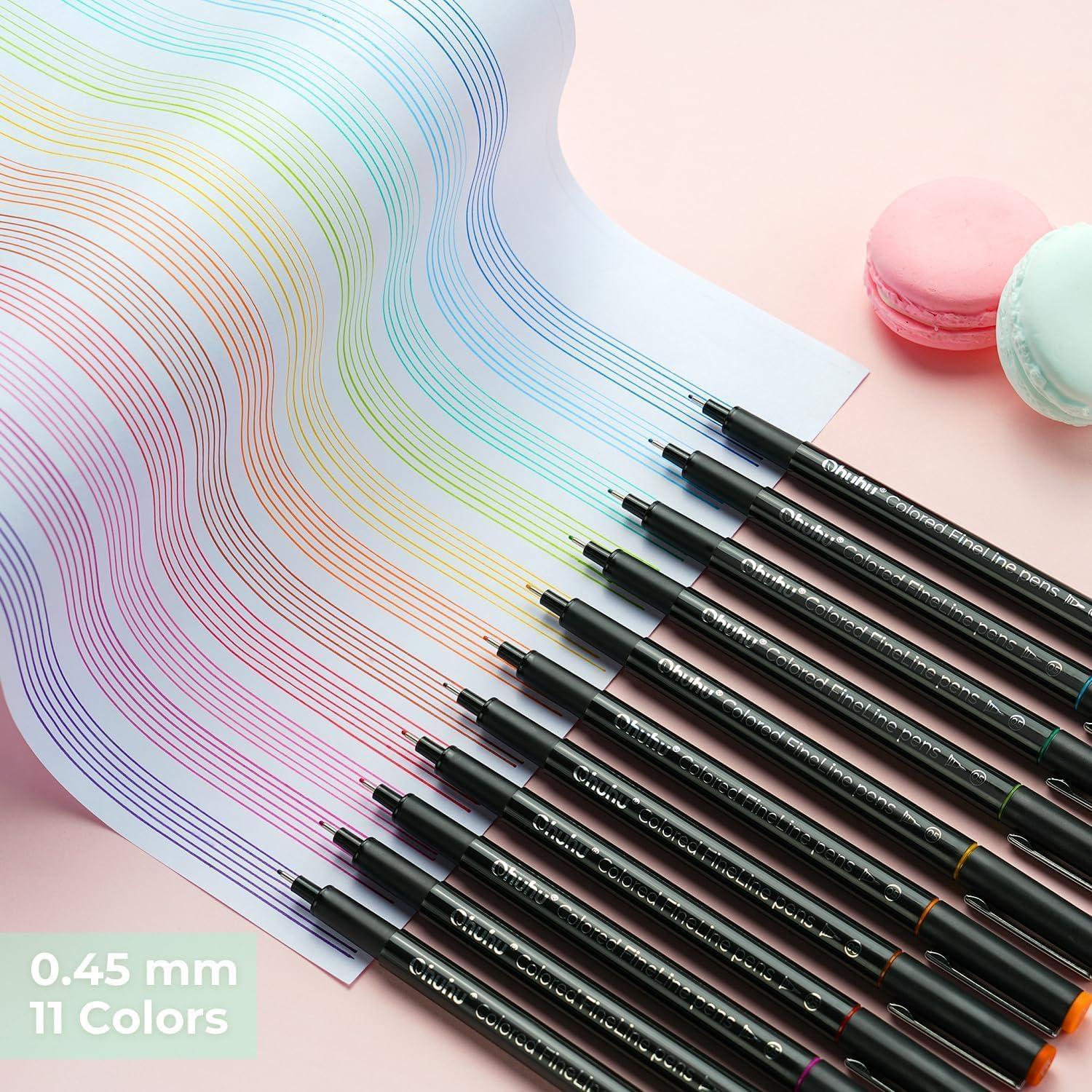 image:imageOhuhu Colored Fineliner Pens 18 Pack Art Sketchbook for Drawing