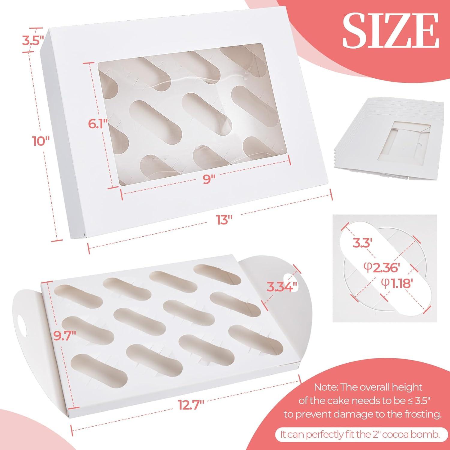 image:imageOhuhu Cupcake Container UPGRADED THICKEN 12 Pack 12 Count Cupcake Boxes Food Grade Cupcake Holder with Handle Tray Window and Inserts to Hold 144 Pastry Muffin Box for Birthday Holiday Party Baker