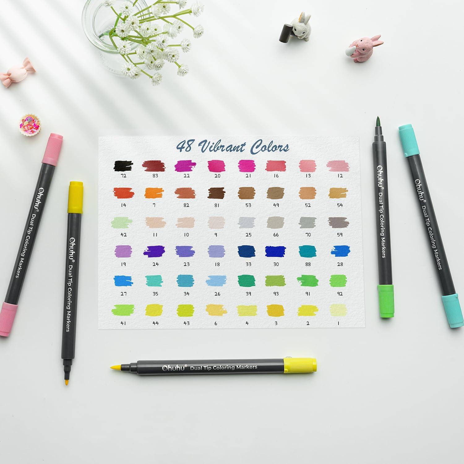 image:imageOhuhu Markers 48 Colors amp Coloring Book amp Marker 100 Colors