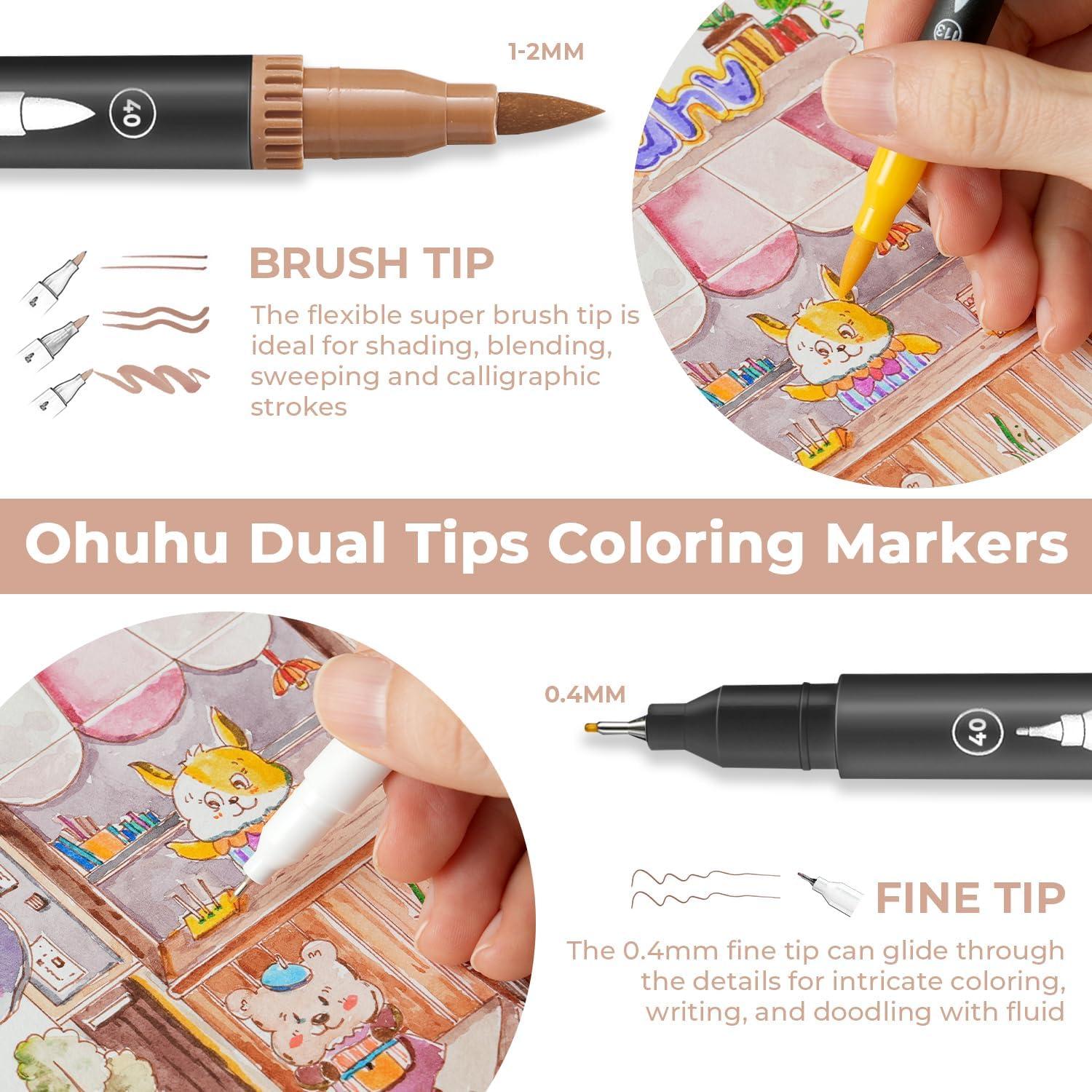 image:imageOhuhu Markers 48 Colors amp Coloring Book amp Marker 60 Colors
