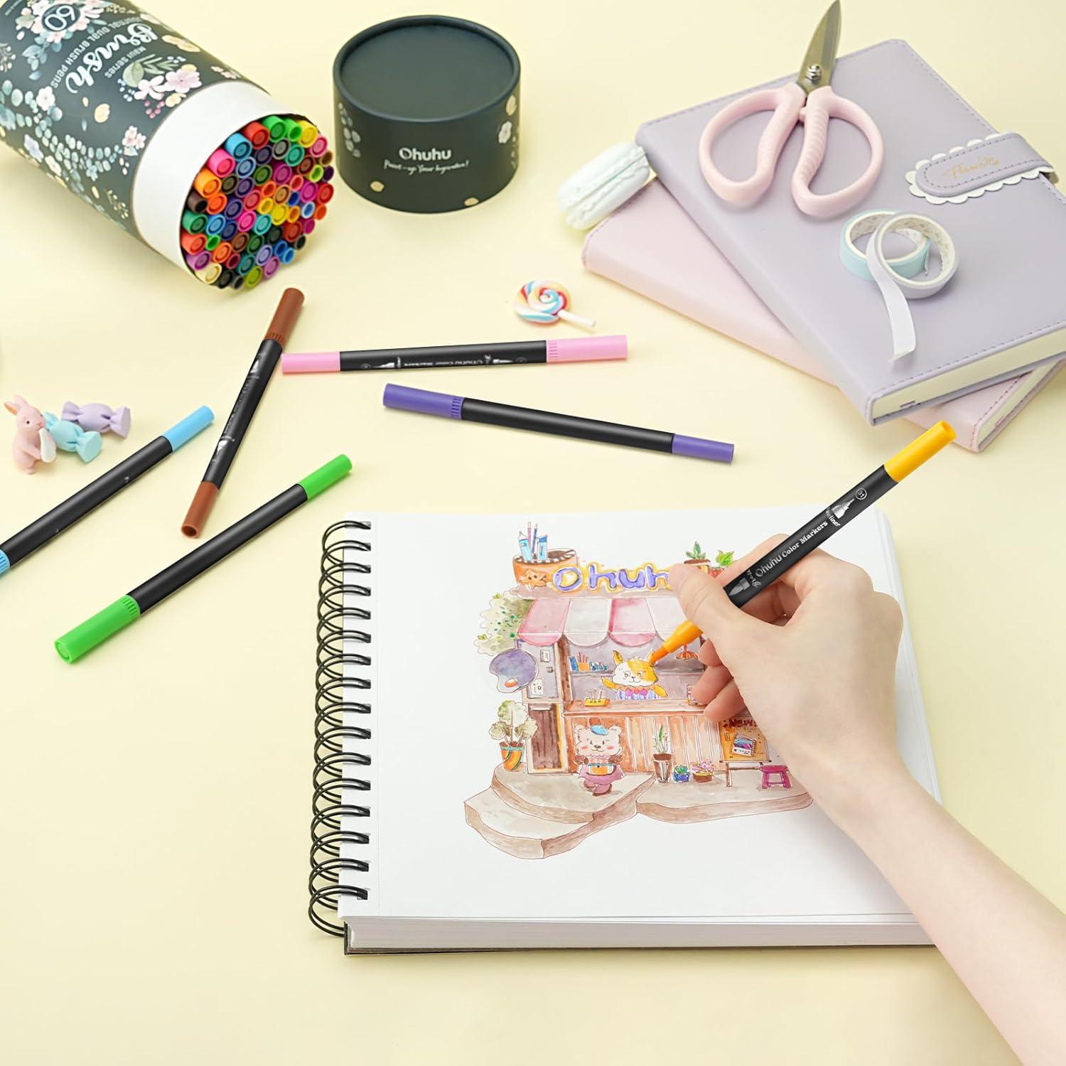 image:imageOhuhu Markers 48 Colors amp Coloring Book amp Marker 60 Colors