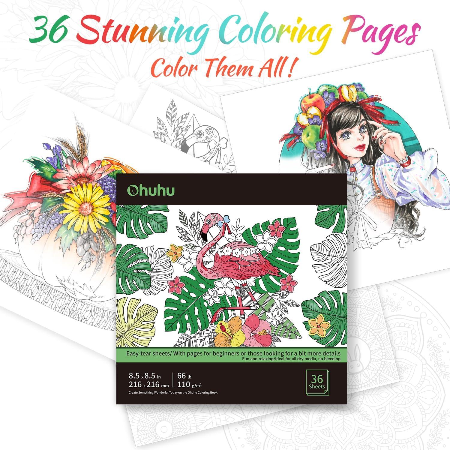 image:imageOhuhu Markers 48 Colors amp Coloring Book amp Marker 60 Colors