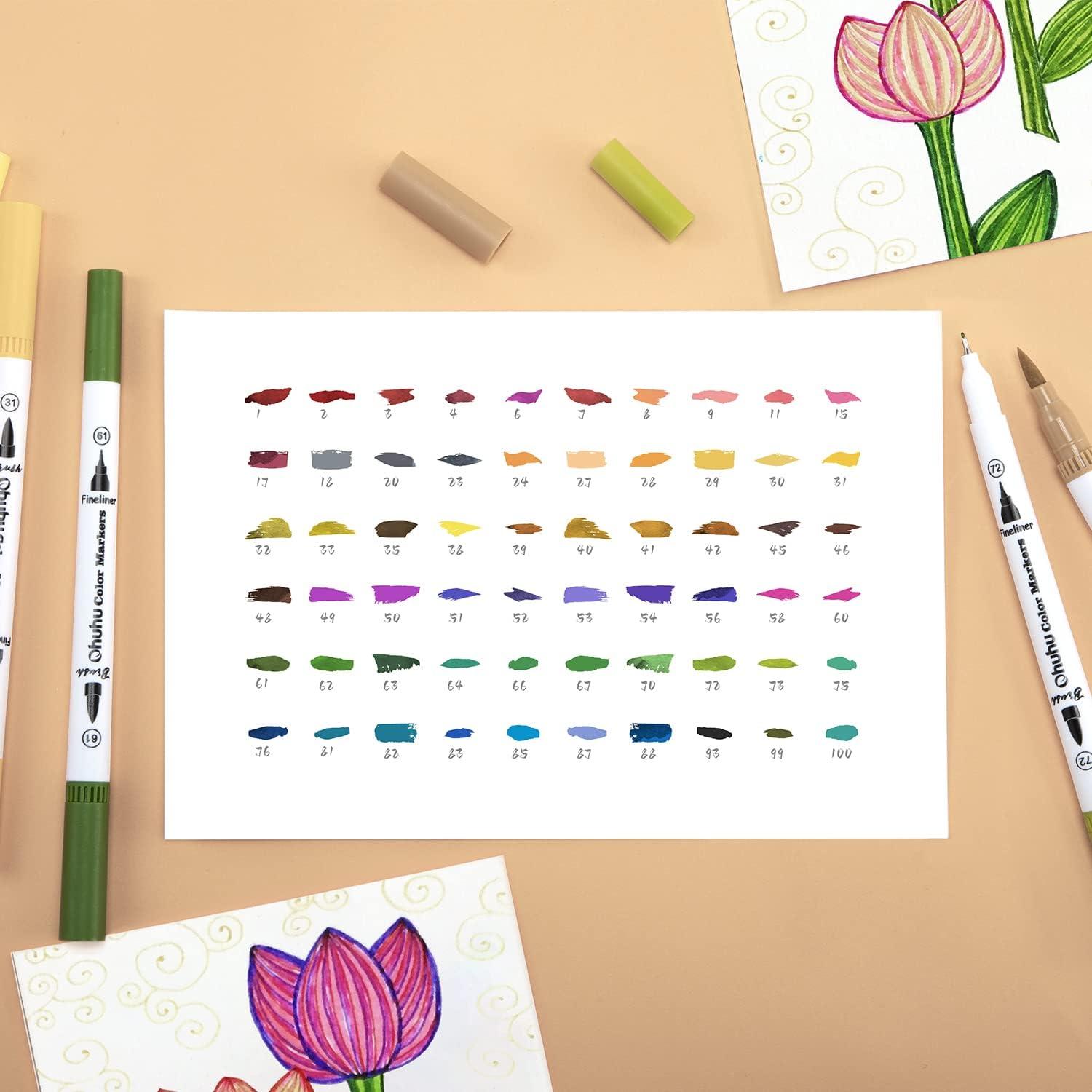 image:imageOhuhu Markers For Adult Coloring Books 60 Colors amp 12 Glitter Markers
