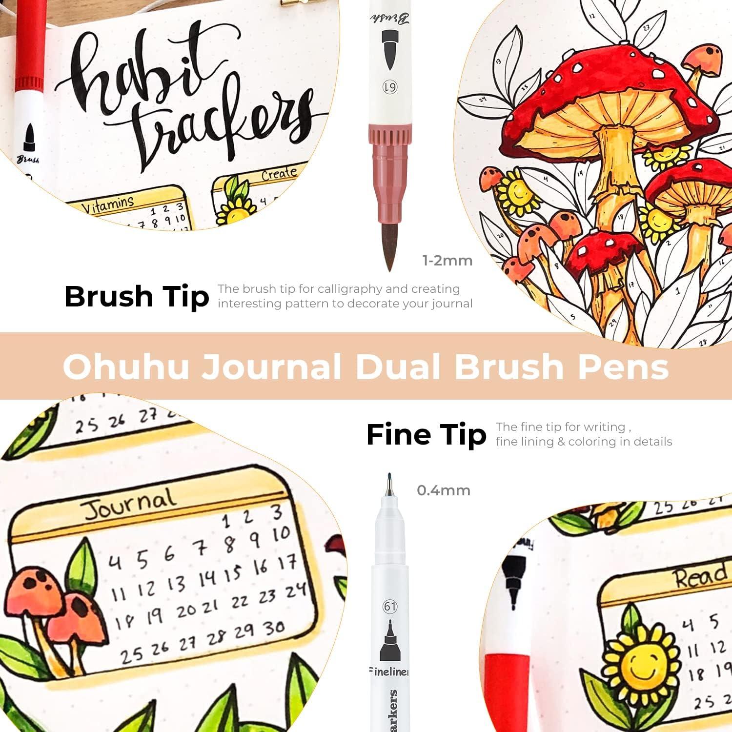 image:imageOhuhu Markers For Adult Coloring Books 60 Colors amp 12 Glitter Markers