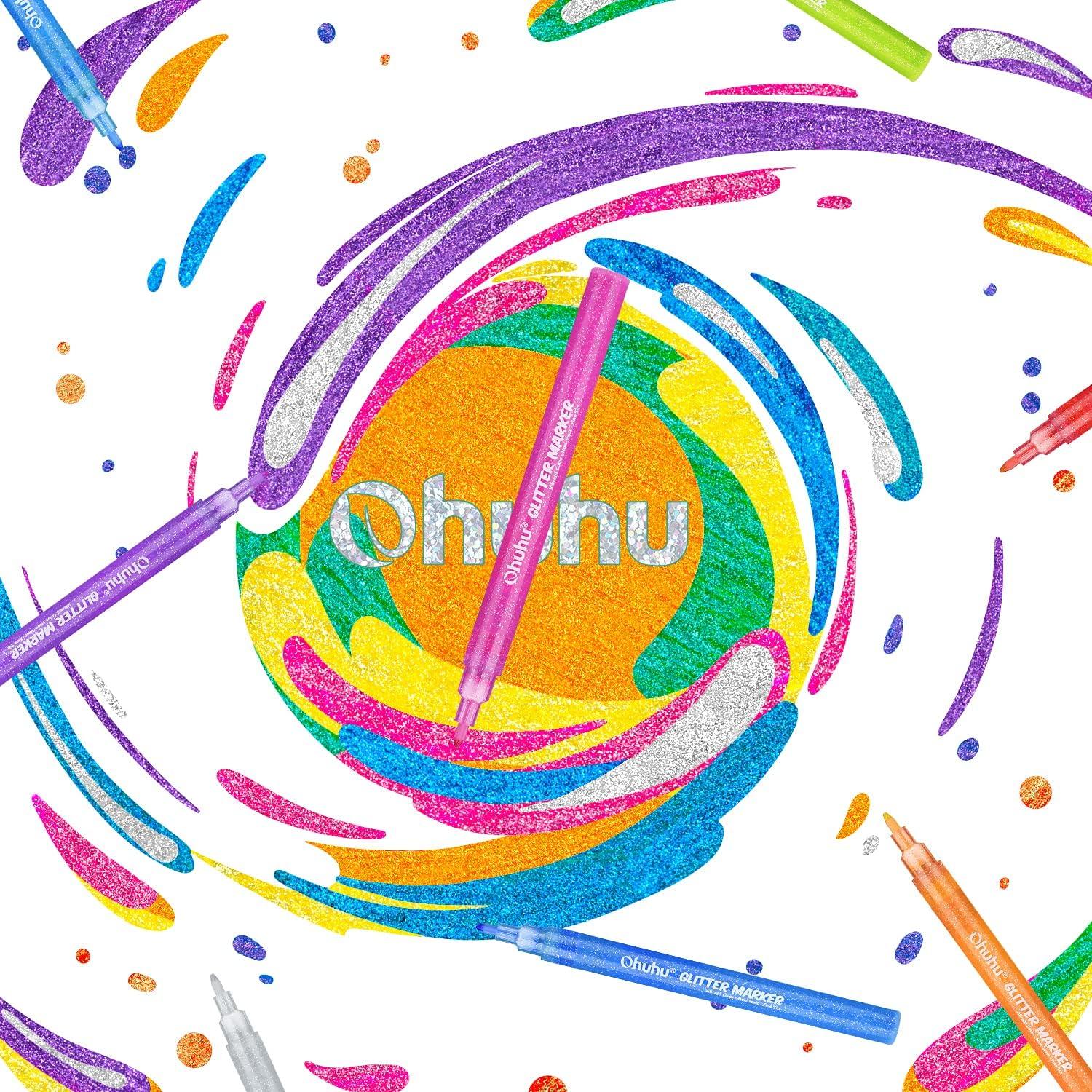 image:imageOhuhu Markers For Adult Coloring Books 60 Colors amp 12 Glitter Markers