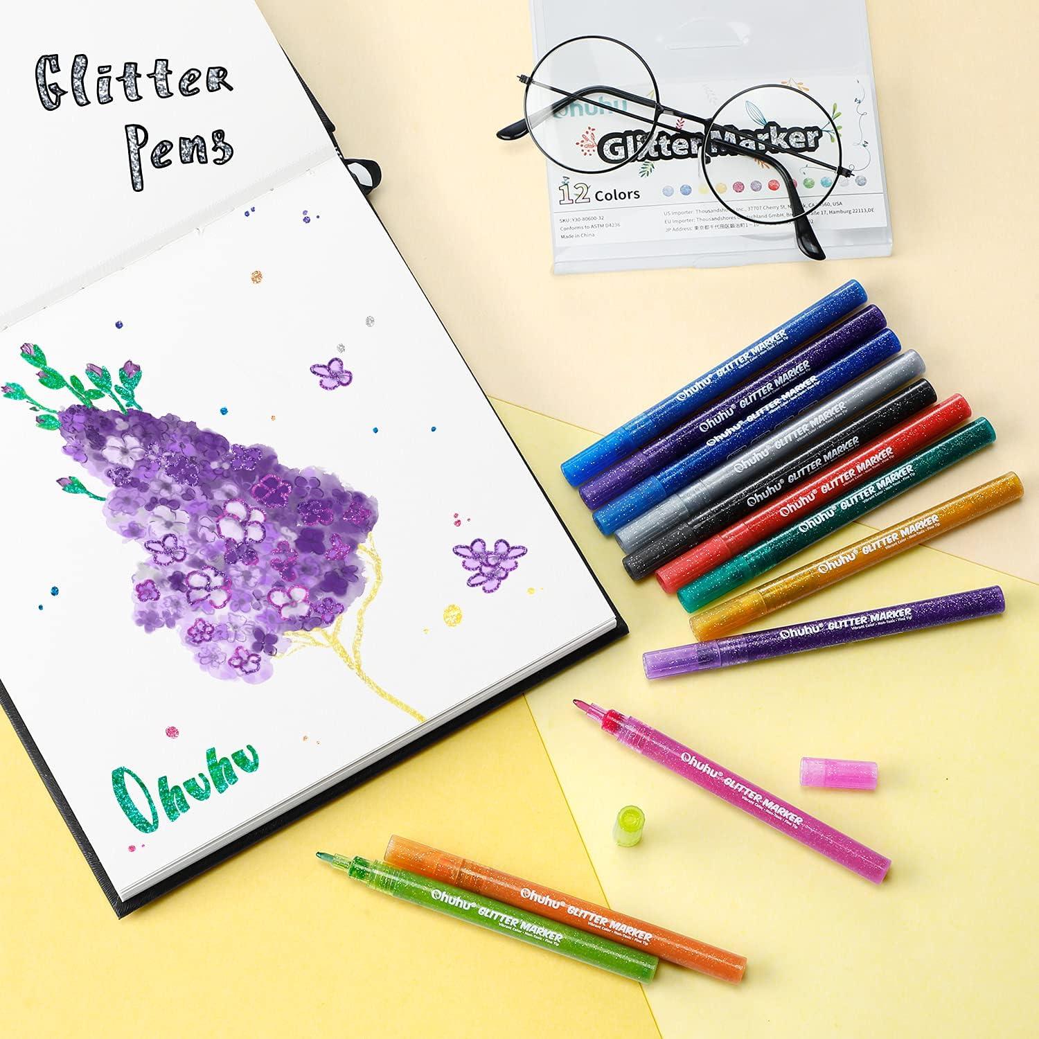 image:imageOhuhu Markers For Adult Coloring Books 60 Colors amp 12 Glitter Markers