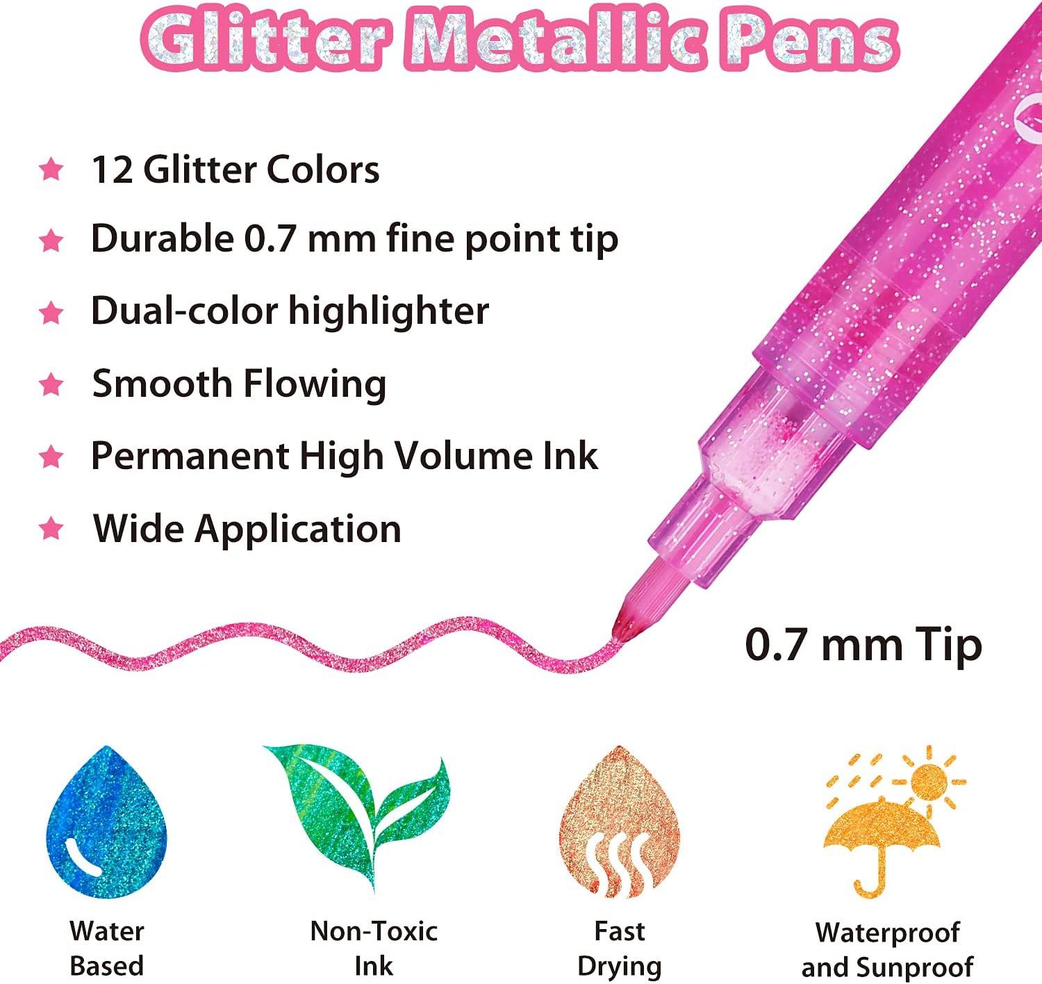 image:imageOhuhu Markers For Adult Coloring Books 60 Colors amp 12 Glitter Markers