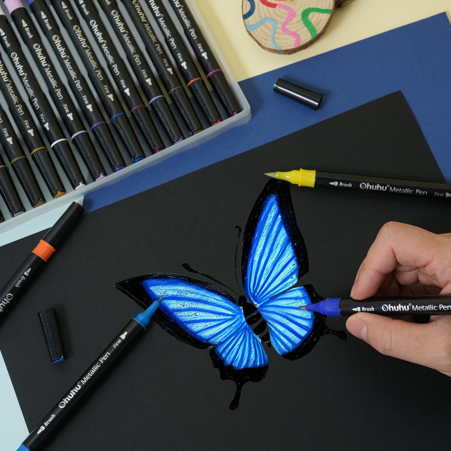 image:imageOhuhu Metallic Markers Glitter Markers for Drawing and Ohuhu Mix Meida Art Sketchbook