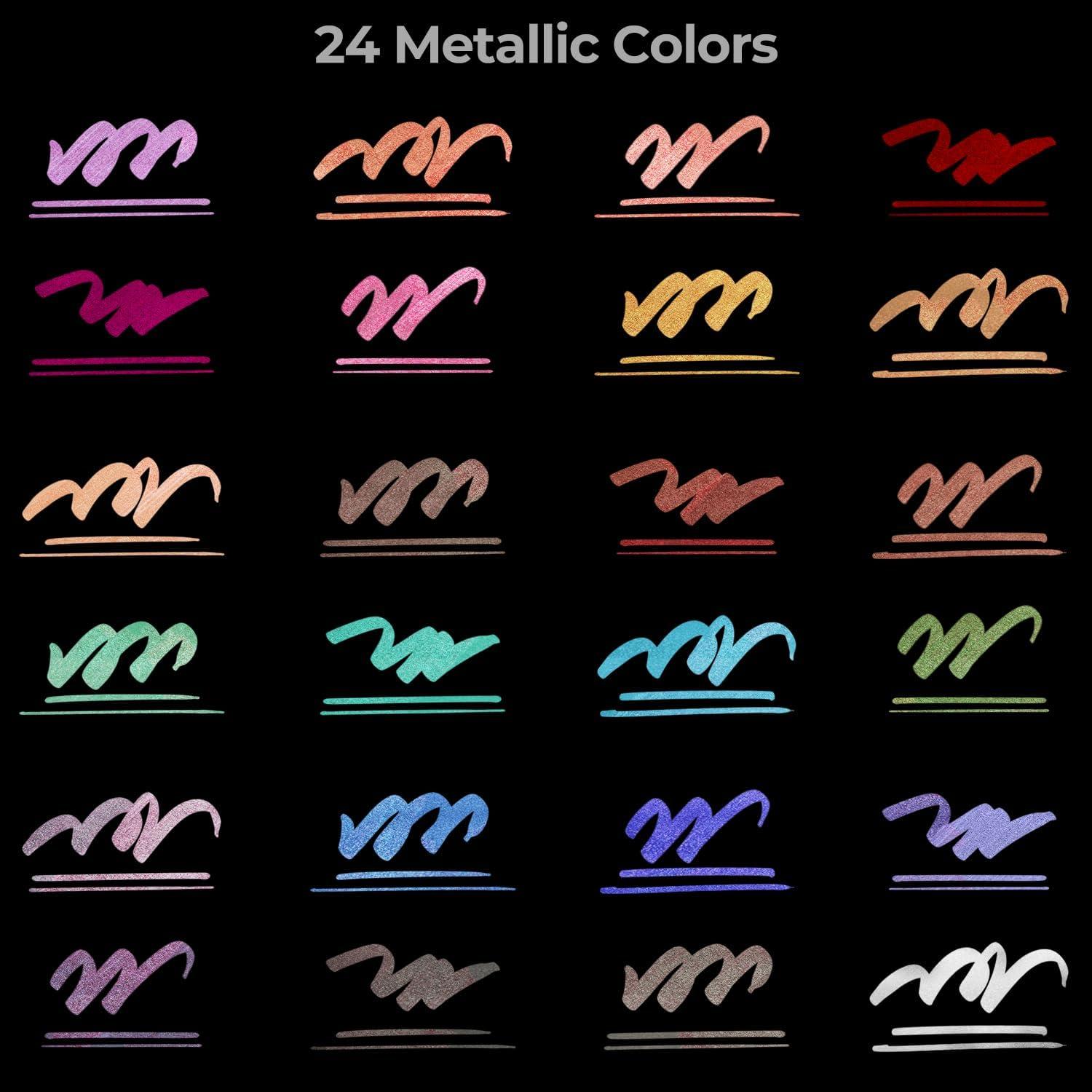 image:imageOhuhu Metallic Markers Glitter Markers for Drawing and Ohuhu Mix Meida Art Sketchbook