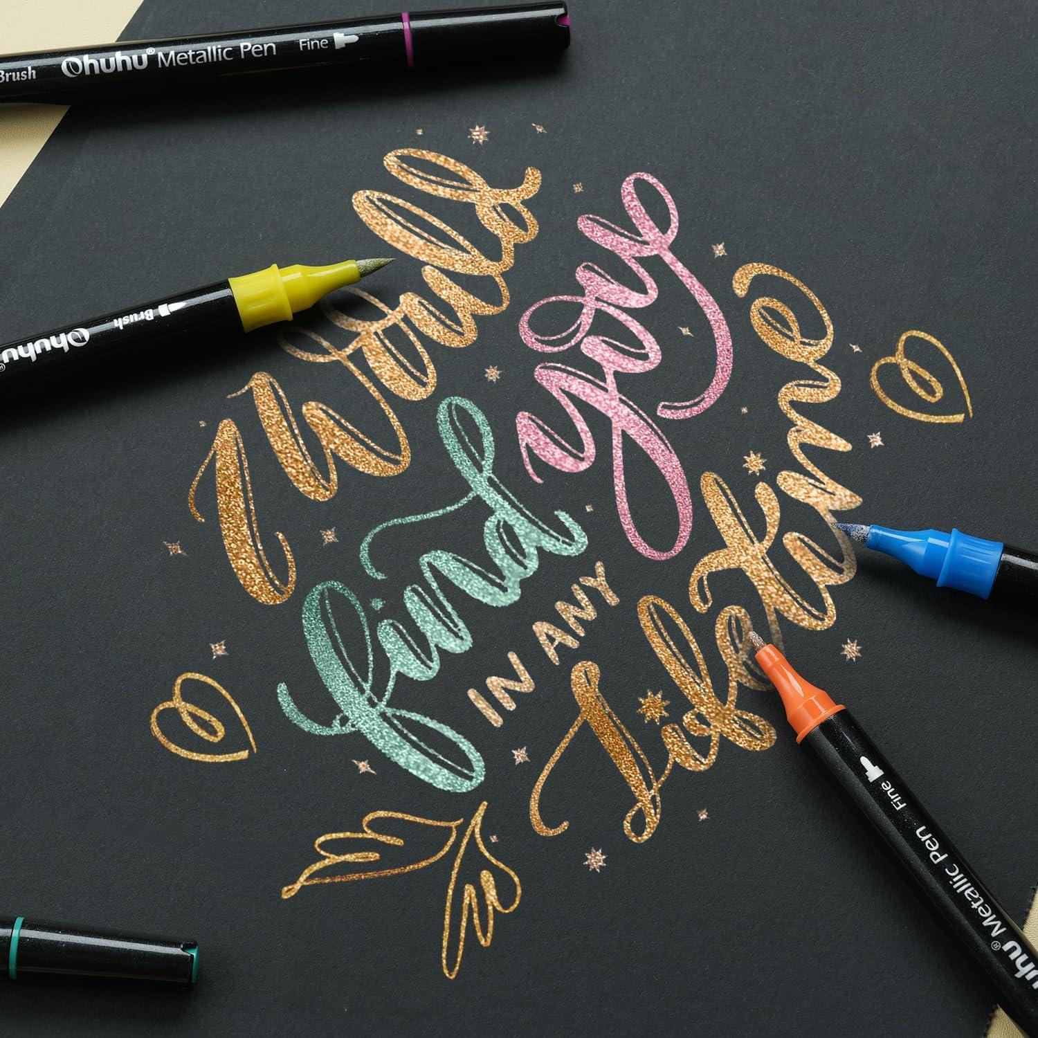 image:imageOhuhu Metallic Markers Glitter Markers for Drawing and Ohuhu Mix Meida Art Sketchbook