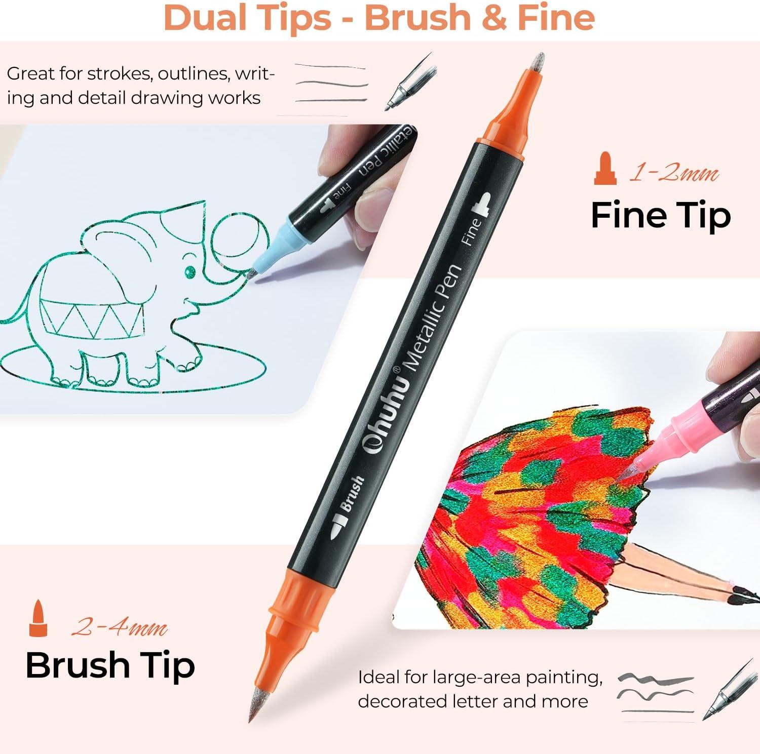 image:imageOhuhu Metallic Markers Glitter Markers for Drawing and Ohuhu Mix Meida Art Sketchbook