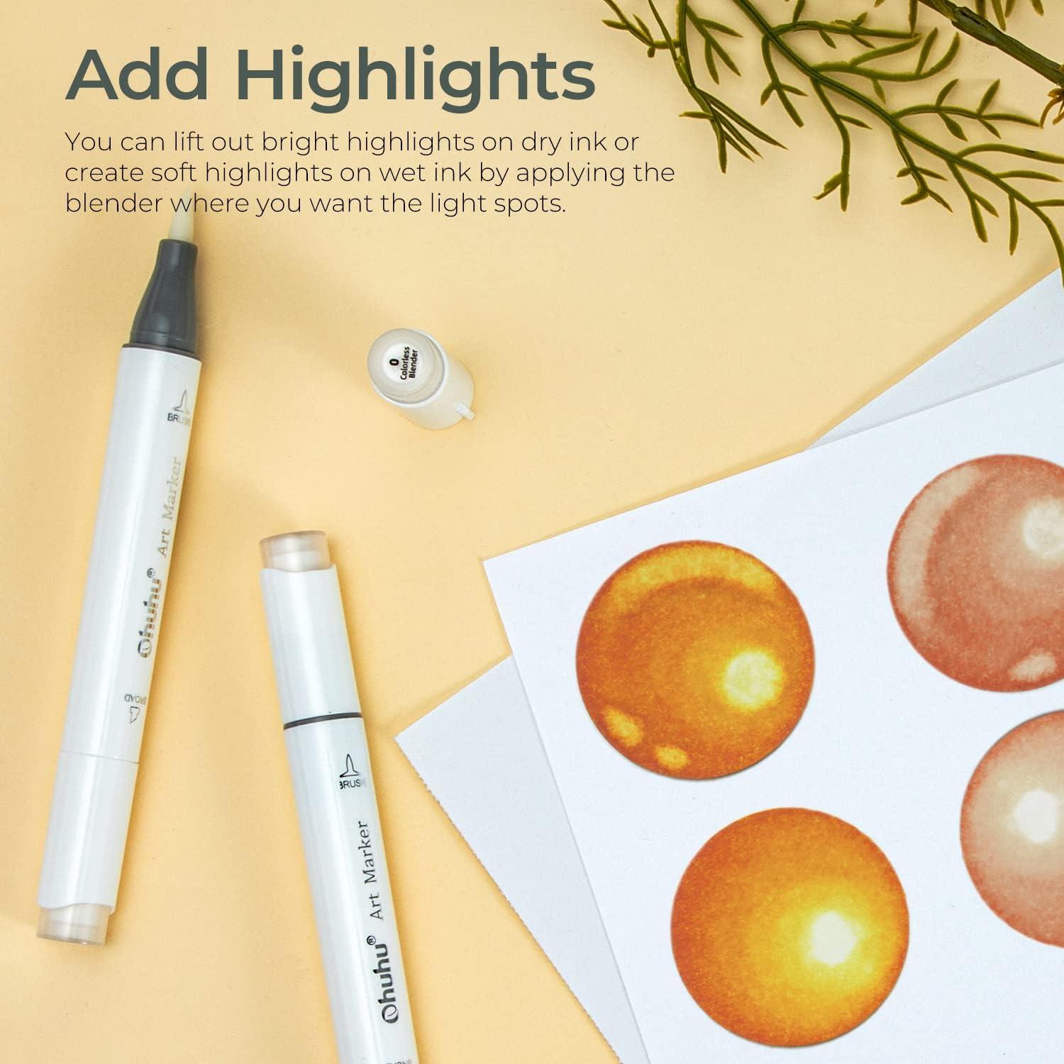 image:imageOhuhu Mini Brush Slim Broad Dual Tip Alcohol Markers Kaala B Series 6 Pack Alcohol Based No0 Blender