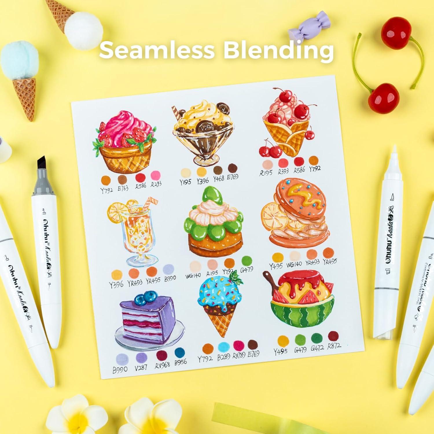 image:imageOhuhu Mini Brush Tip Alcohol Markers Kaala B Series Fineliner Micro Pens 8 Pack Black Ink Alcoholproof Pens