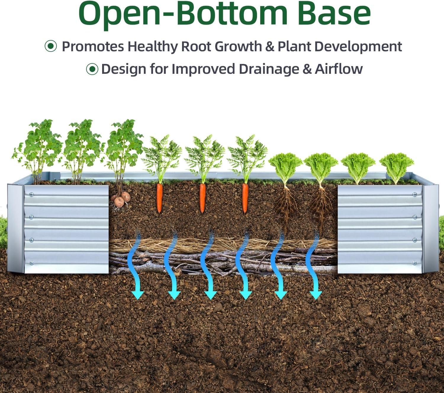 image:imageOhuhu Raised Garden Bed with Greenhouse 8x4x1 FT Galvanized Metal Planter Box with PE Cover 4 Doors for Ventilation 3in1 Gardening Set for Vegetable Flower Herb Succulent8x4x1ft PE