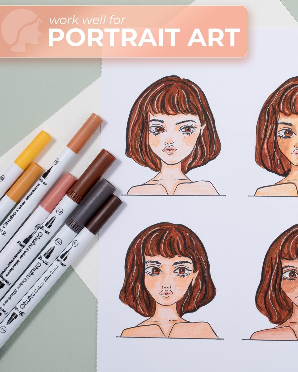 image:imageOhuhu Skin Tone Markers 36 Colors amp Coloring Markers 100 Colors