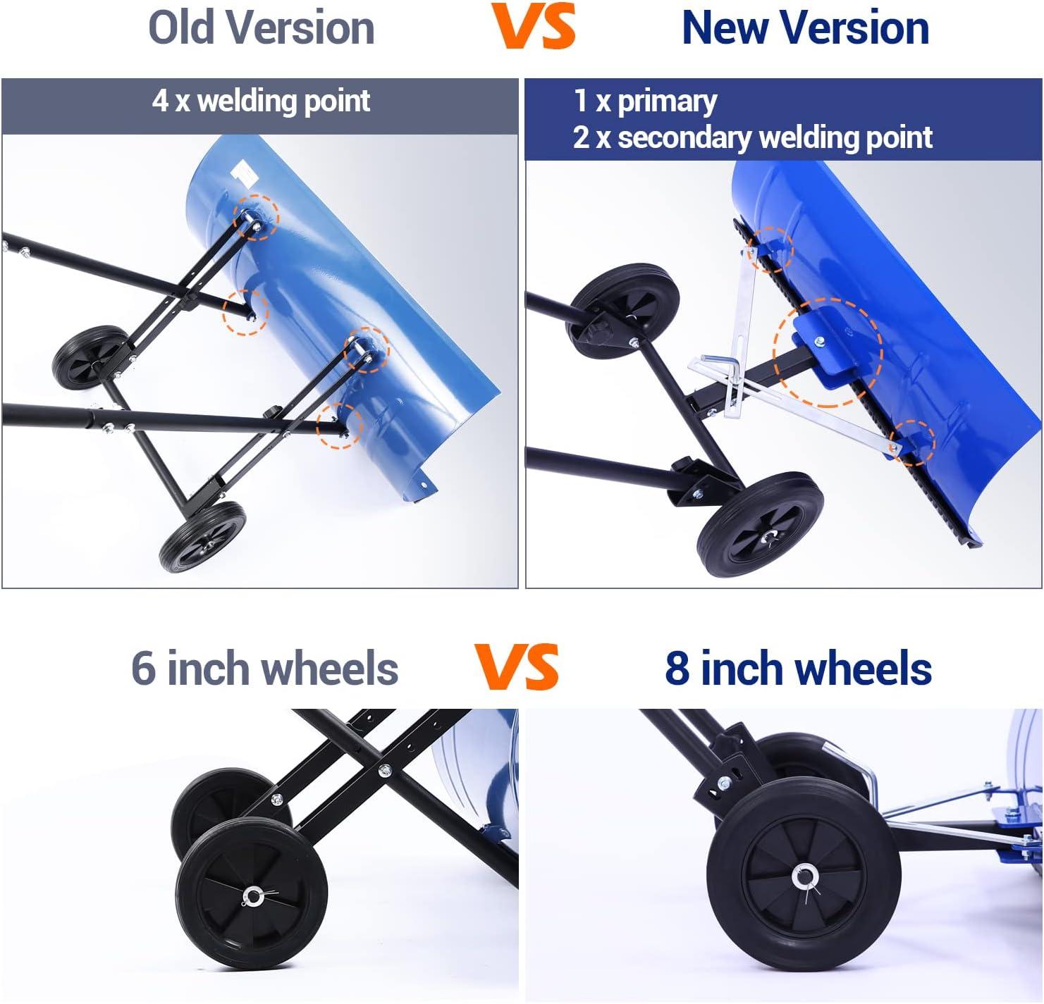 image:imageOhuhu Snow Shovel for Driveway 2026 Upgraded Heavy Duty Adjustable Angle Wheeled Metal Snow Shovels with 30x12 Large Blade for Snow Removal Snow Pusher with Wheels Efficient Remove Tool