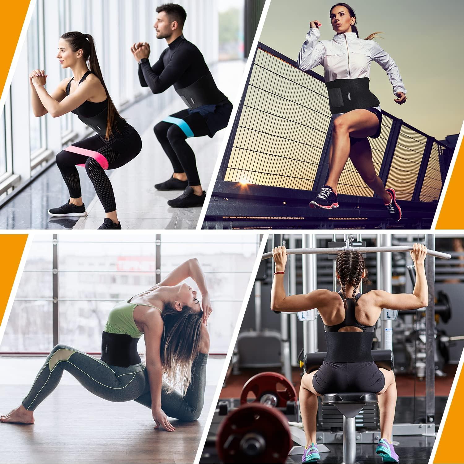 image:imageOhuhu Waist Trimmer Adjustable Neoprene Ab Trainer Belt for Back Support Sweat Band Waist Trainer for Training amp Workouts Sweat Enhancer Fits Up to 44 Inches for Men amp Women Black Large