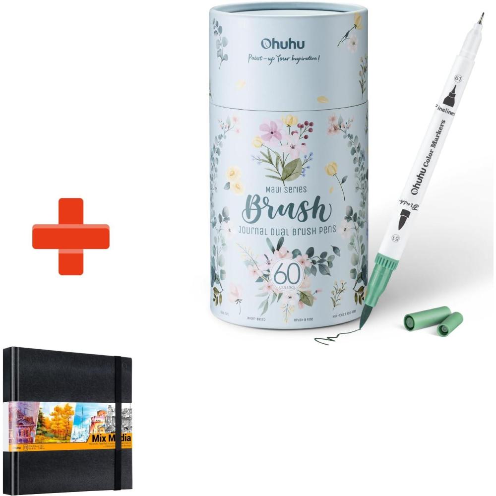 image:imageOhuhu 60 Coloring Markers amp Mix Media Pad
