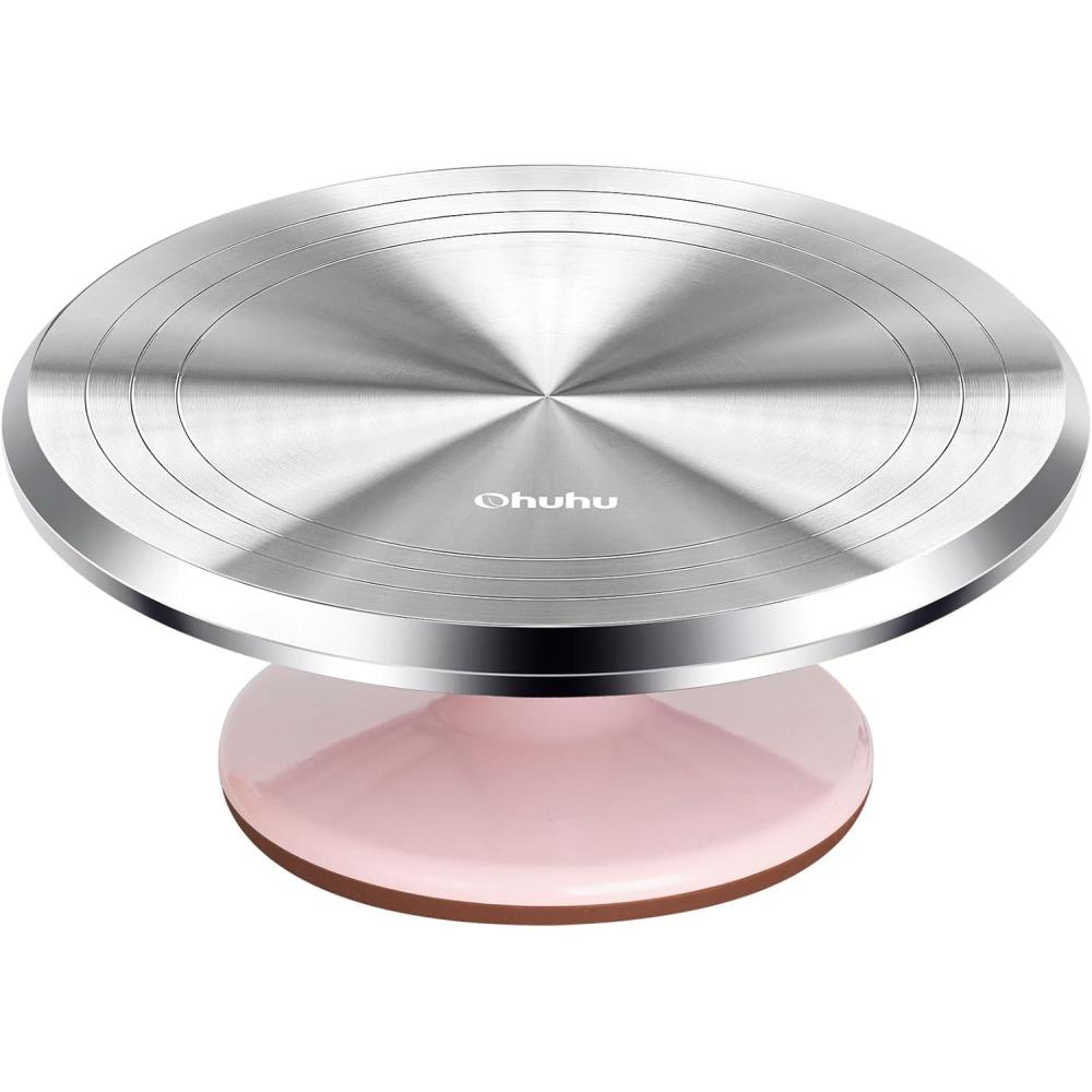 image:imageOhuhu Cake Stand Aluminium 12Cake Turntable Decorating Bakery Supplies BPAFree Frosting Spinner Rotating Revolving Lazy Susan Perfect GiftsPink