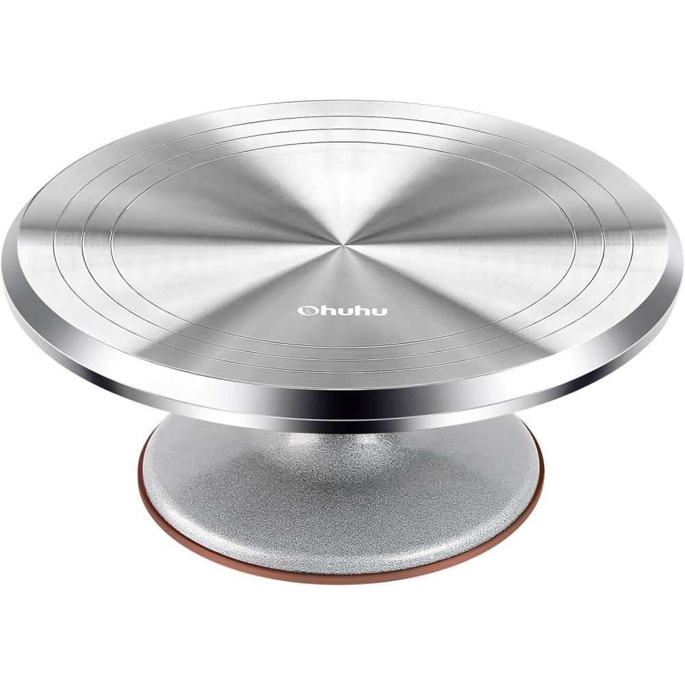 image:imageOhuhu Cake Stand Aluminium 12Cake Turntable Decorating Bakery Supplies BPAFree Frosting Spinner Rotating Revolving Lazy Susan Perfect GiftsSilver
