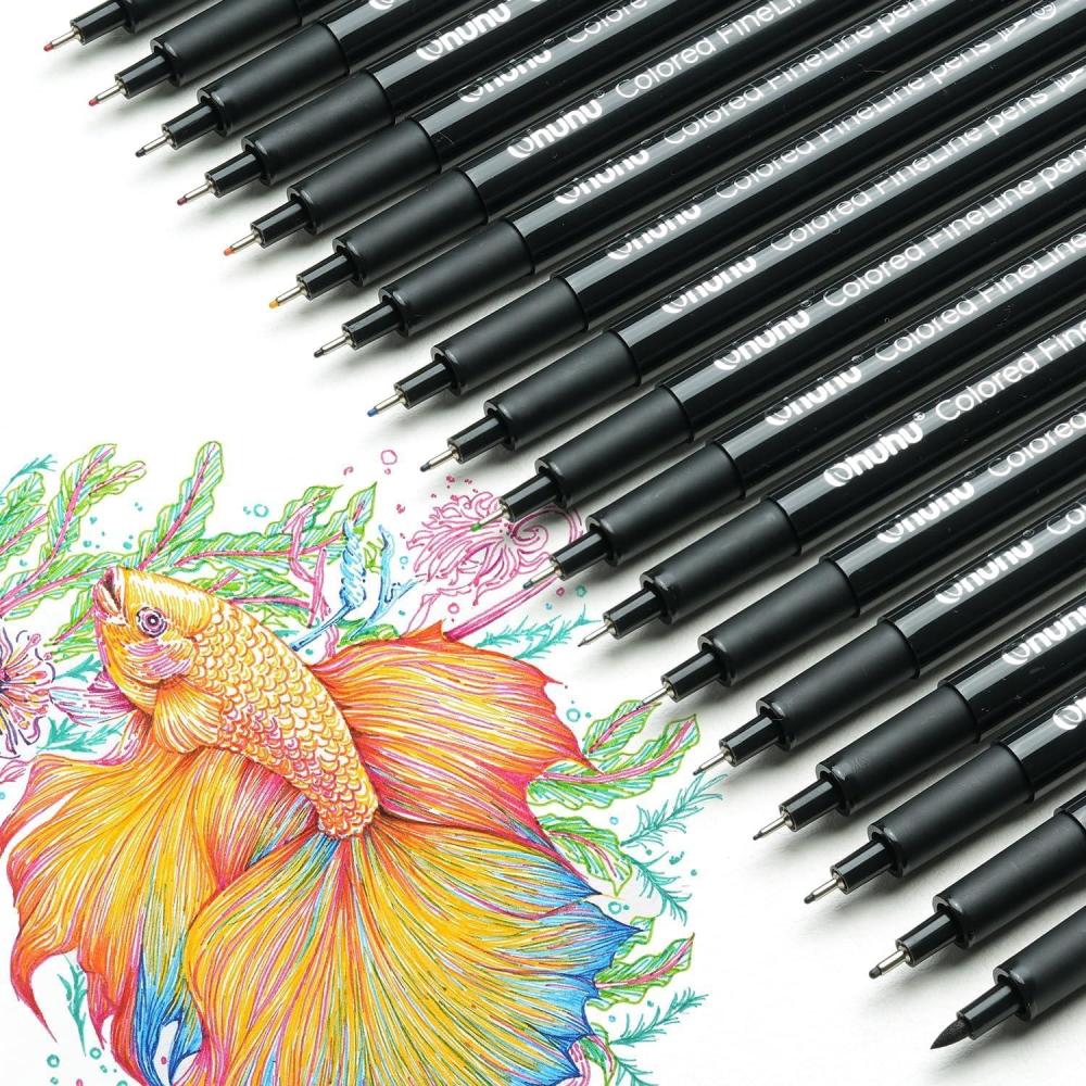 image:imageOhuhu Colored Fineliner Pens 18 Pack Art Sketchbook for Drawing