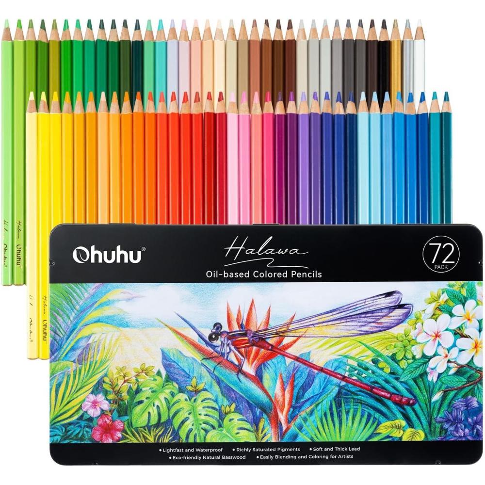 image:imageOhuhu Colored Pencils 72 Oilbased Drawing Pencils for Coloring Portrait Sketching Landscape Oil Paint Set 36 OilBased ColorsNonToxic Oil Painting Set Supplies