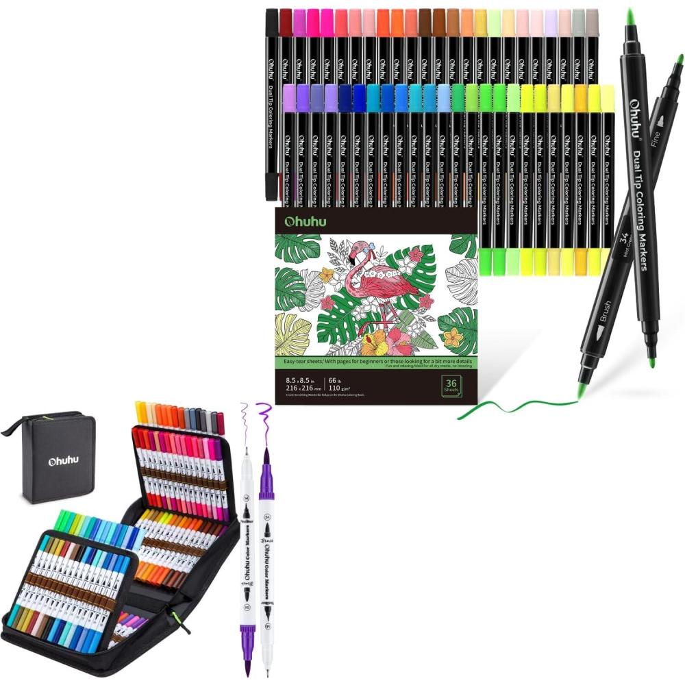 image:imageOhuhu Markers 48 Colors amp Coloring Book amp Marker 100 Colors