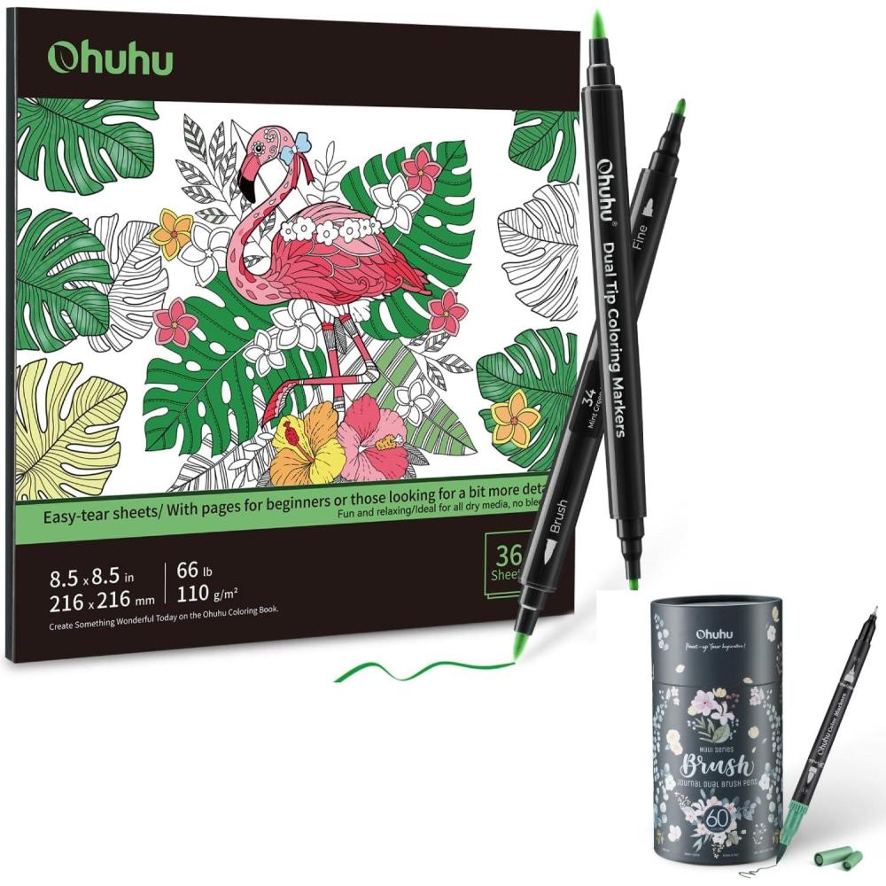 image:imageOhuhu Markers 48 Colors amp Coloring Book amp Marker 60 Colors