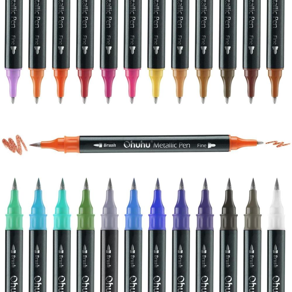 image:imageOhuhu Metallic Markers Glitter Markers for Drawing and Ohuhu Mix Meida Art Sketchbook