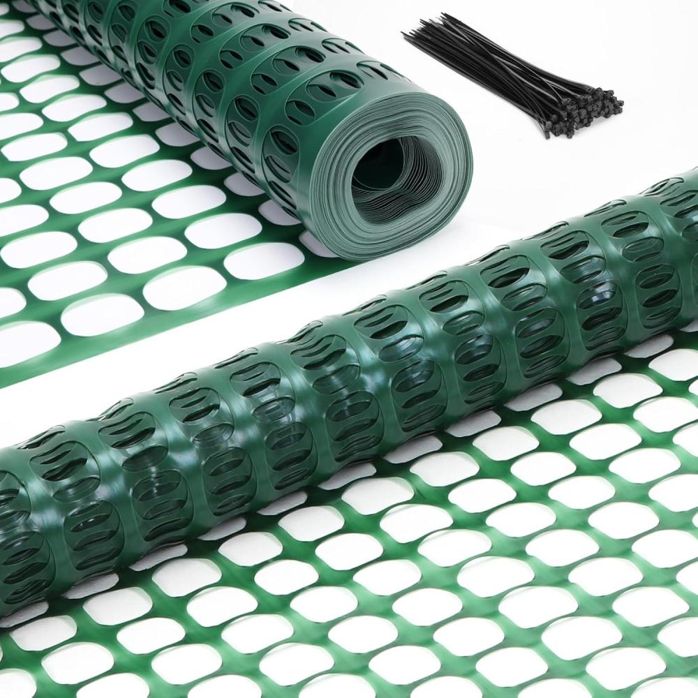 image:imageOhuhu Plastic Garden Fence Roll 4x100107 lbs Reusable Netting Plastic Safety Fence Roll Temporary Pool Fencing Snow Fence Construction Fencing Poultry Fence for Deer Rabbits Chicken Dogs