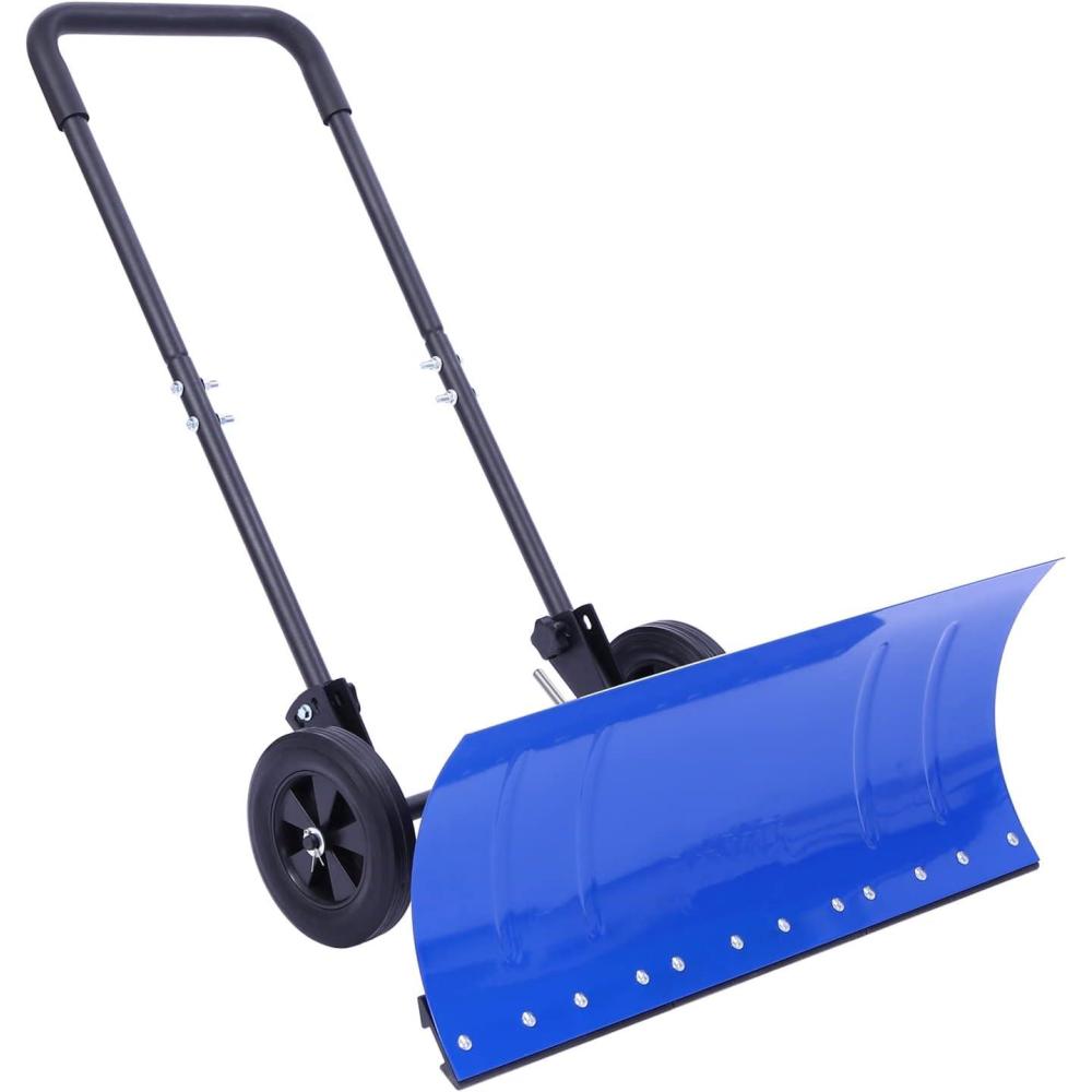 image:imageOhuhu Snow Shovel for Driveway 2026 Upgraded Heavy Duty Adjustable Angle Wheeled Metal Snow Shovels with 30x12 Large Blade for Snow Removal Snow Pusher with Wheels Efficient Remove Tool