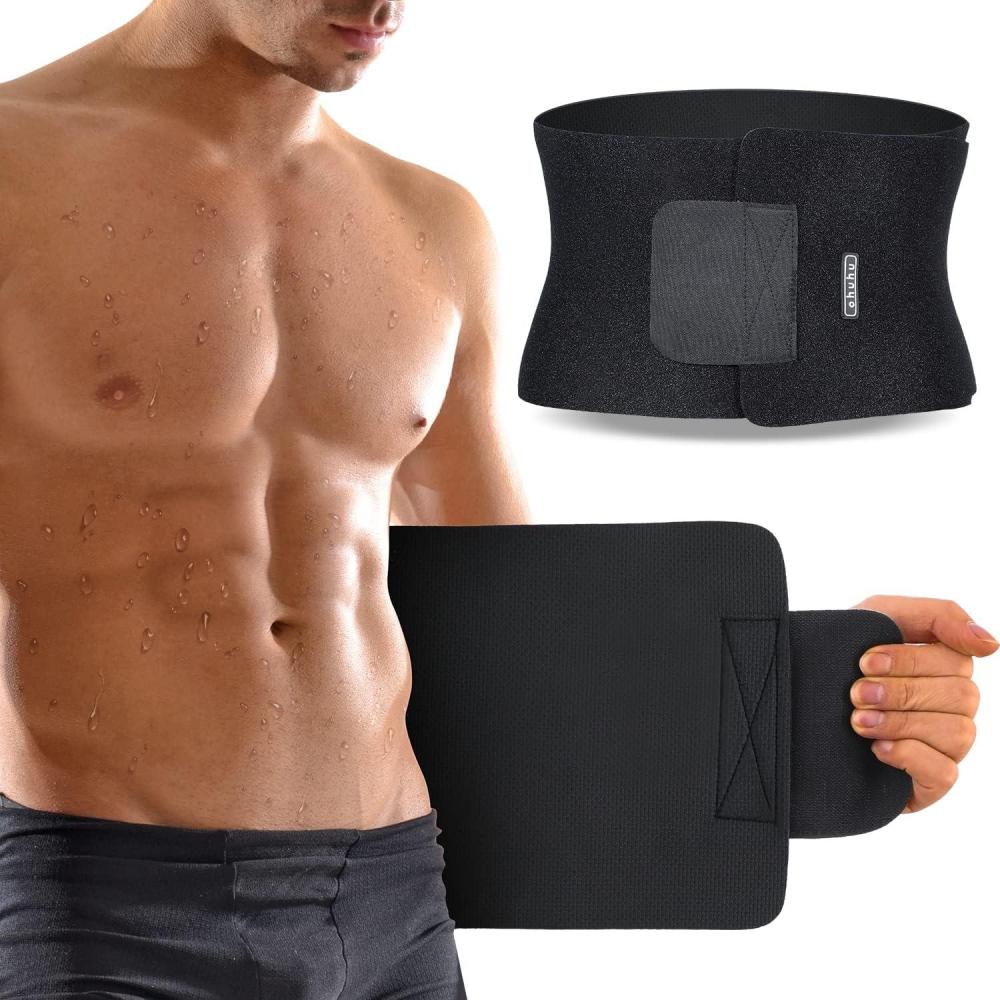 image:imageOhuhu Waist Trimmer Adjustable Neoprene Ab Trainer Belt for Back Support Sweat Band Waist Trainer for Training amp Workouts Sweat Enhancer Fits Up to 44 Inches for Men amp Women Black Large