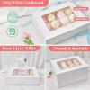 Ohuhu Cupcake Container, UPGRADED THICKEN 12 Pack 12 Count Cupcake Boxes – Food Grade Cupcake Holder with Handle Tray Window and Inserts to Hold 144 Pastry Muffin Box for Birthday Holiday Party Baker